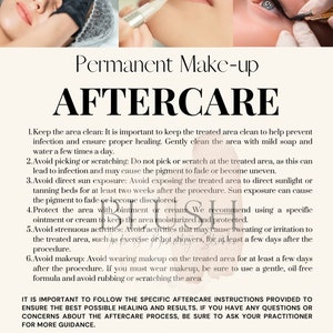 Permanent Makeup Aftercare Instructions, PMU Aftercare Template, Dowload