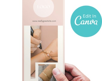 Plantilla de folleto de joyería permanente: Diseño editable en Canva (descarga instantánea)