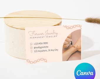 Permanent Jewelry Business Card Template: Canva Editable Design