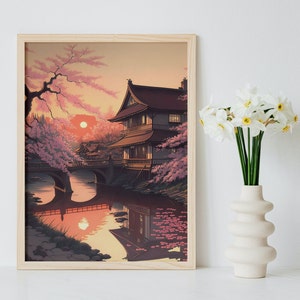 Japan Art - Painting of a Japanese village - Hiroshi Yoshida Ukiyo-e Poster Edo Period Japan Koitsu Poster Wall art