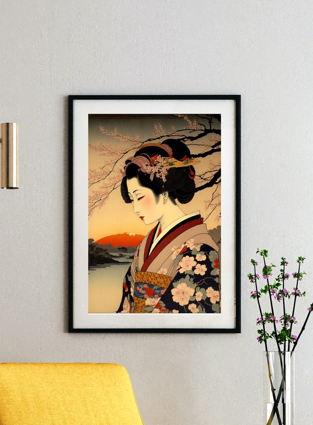 Geisha Crying Japan Art Melancholic Geisha Tsuchiya Koitsu Print Ukiyo-e Poster Edo ...