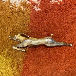 1986 Christopher Ross Antelope Belt Buckle - Signed with Fingerprint, Vintage Gold Tone