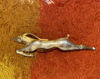 1986 Christopher Ross Antelope Belt Buckle - Signed with Fingerprint, Vintage Gold Tone