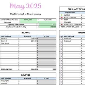 Simple Monthly Budget Spreadsheet