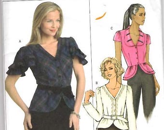 Butterick Misses Petite Top Blouse Belt Sizes 14 to 20 UNCUT Pattern B4853