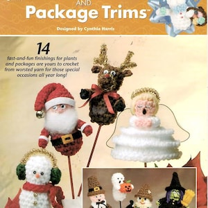 14 Plant Pokes and Package Trims Crochet Patterns Instructions Cynthia Harris Annies Attic 871816