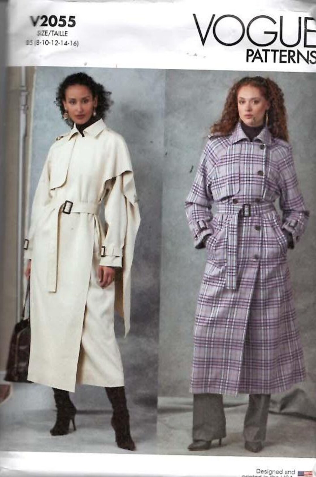 Vogue Misses Womans Loose Fitting Lined Trench Coat Ragland Sleeves ...