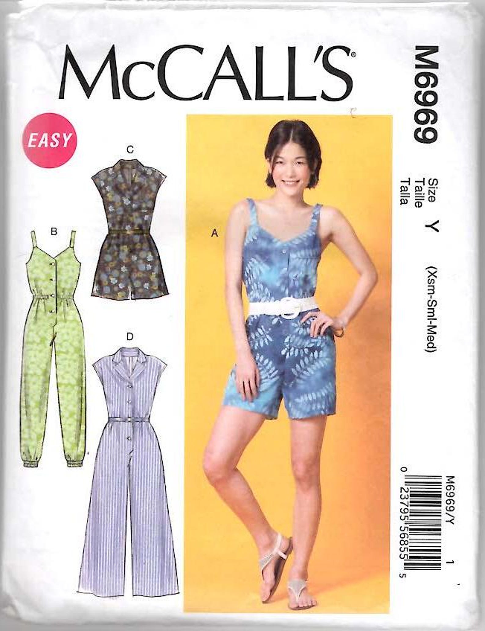 Mccall's Misses Jumpsuit Romper Uncut Pattern M6969 Sizes Xsm-sml-med ...