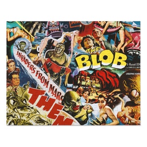 InvasionWare 1950s Sci-Fi &quot;Movie Scrambler&quot; Retro Science Fiction Cult Classic Movie Poster Jigsaw Puzzle - FREE Shipping!