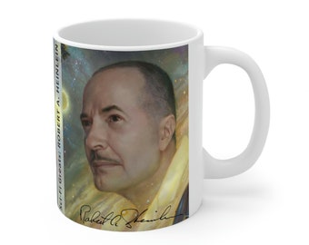 Robert A. Heinlein Mug - "Great Sci-Fi Authors" Collection Retro Sci-Fi Book Series - High Gloss Ceramic (11oz) - FREE Shipping!