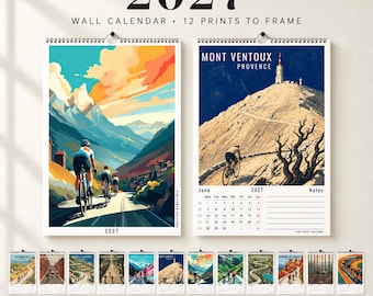 Radsport Kalender 2027 - Wandkalender Fahrrad - Geschenk für Radfahrer - 12 Poster zum Rahmen