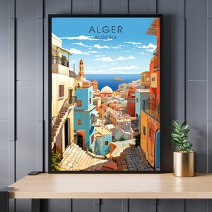 Algiers poster | Algiers travel poster | Poster Casbah of Algiers | Algeria Poster