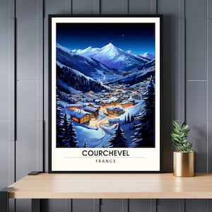 Courchevel-Plakat | Courchevel-Druck | Entdecken Sie die Pracht von Courchevel unter einem Sternenhimmel