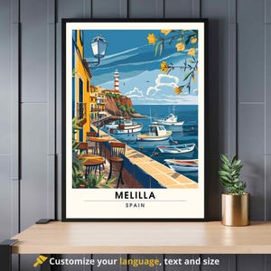 Affiche Melilla, Spanje | Melilla reisposter | Haven van drukkerij Melilla