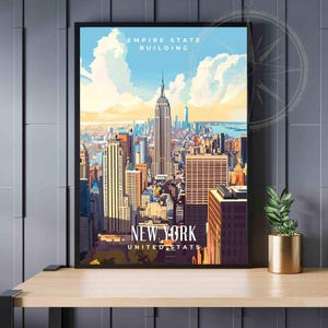 Manifesto di New York | Stampa di New York City | Vista dal Top of the Rock sull'Empire State Building
