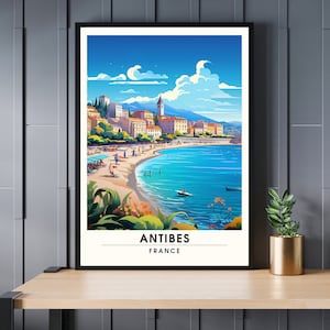 Cartel de Antibes | Impresión de Antibes | cartel de viaje Antibes, Francia | Cartel Riviera Francesa