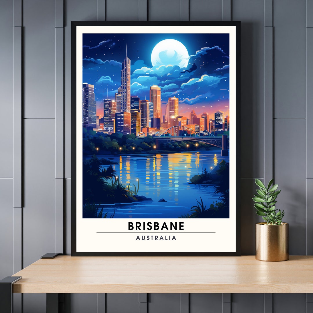 Brisbane Poster Brisbane Travel Print Brisbane Print Australia Poster