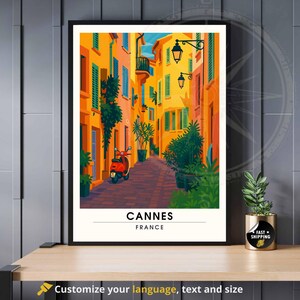 Pôster de Cannes | Impressão em Cannes | Cartaz de viagem da França