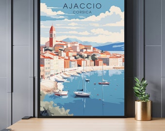 Ajaccio poster, Ajaccio travel print , Corsica poster, Ajaccio travel poster