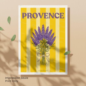 Provence Lavender Poster – Yellow Striped Wall Art – French Countryside Print image 7