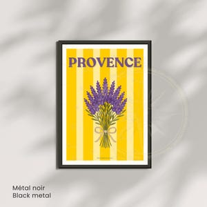 Provence Lavender Poster – Yellow Striped Wall Art – French Countryside Print image 4