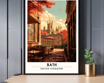 Bath Travel Poster - Bath Travel Print - Artistic Urban Landscape Impression - UK Souvenirs Collection