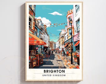 Brighton Poster - Brighton Reisedruck - Künstlerischer Stadtbilddruck - UK Souvenir Collection