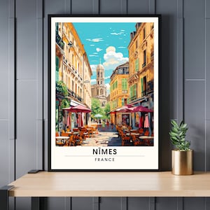 Imprenta Nîmes | Póster de viaje de Nimes | Impresión de viajes Nimes, Francia