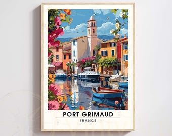 Port Grimaud Poster - Port Grimaud, France Travel Print - Grimaud Poster - French Riviera Poster