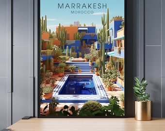 Poster Marrakech Marokko | Marrakesh-print | Majorelle-tuinen