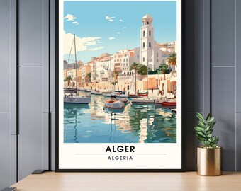Algiers poster | Algiers travel poster | Algiers port poster | Algeria Print