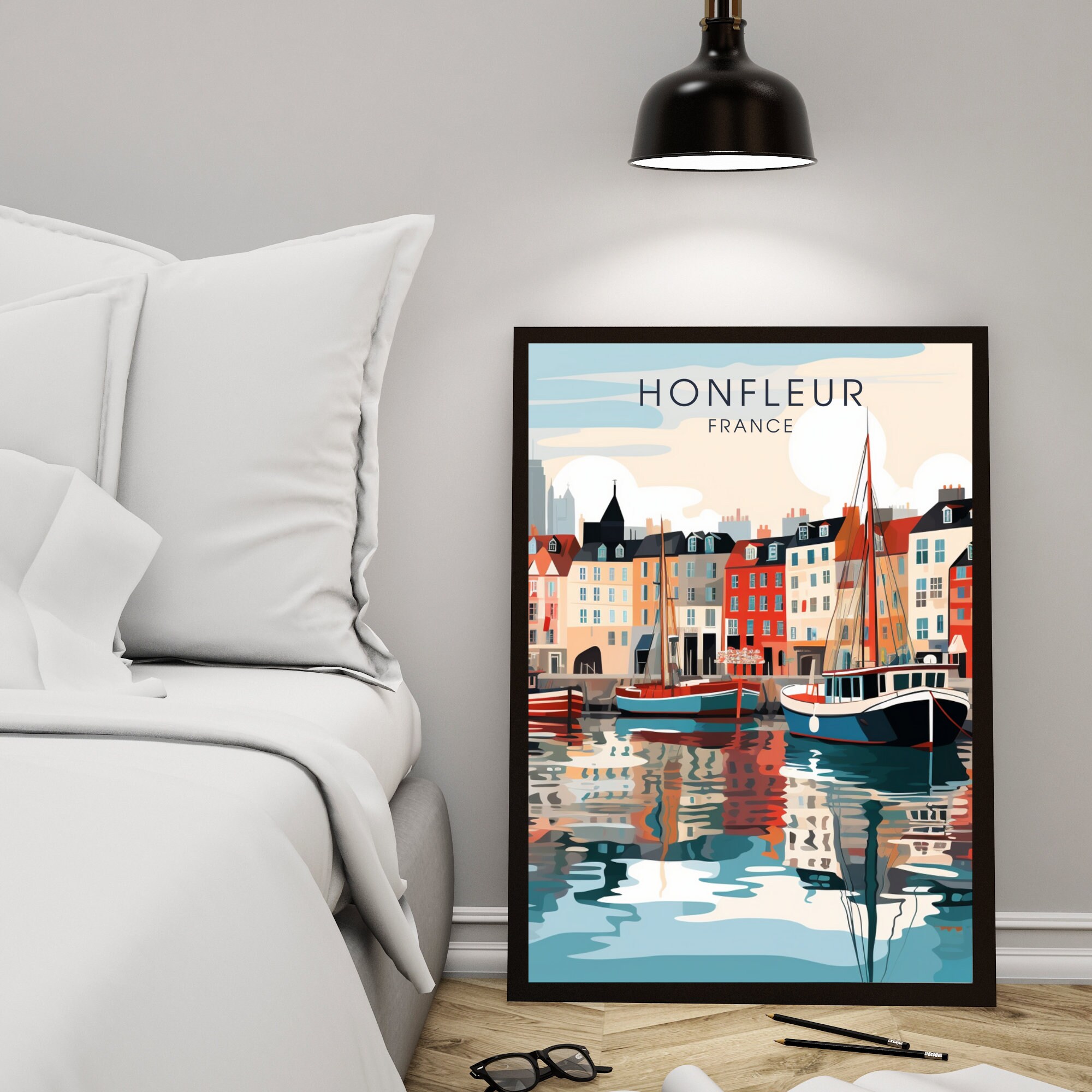Honfleur Poster Honfleur Travel Print Honfleur Travel Poster Etsy