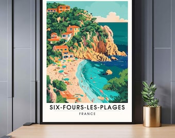 Cartel de Six-Fours-les-Plages, Francia - Impresión Six-Fours-les-Plages - Cartel de vacaciones de verano