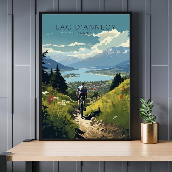 Affiche lac d'Annecy  | Affiche VTT | Affiche Vélo | Impression VTT