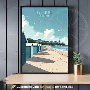 Cartel de Dieppe - Impresión de viajes de Dieppe, Francia - Impresión de Dieppe - Playa de Dieppe
