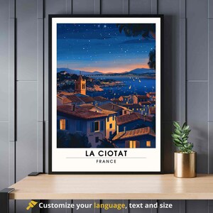 Cartel La Ciotat, Francia - Impresión La Ciotat de noche - Costa Azul