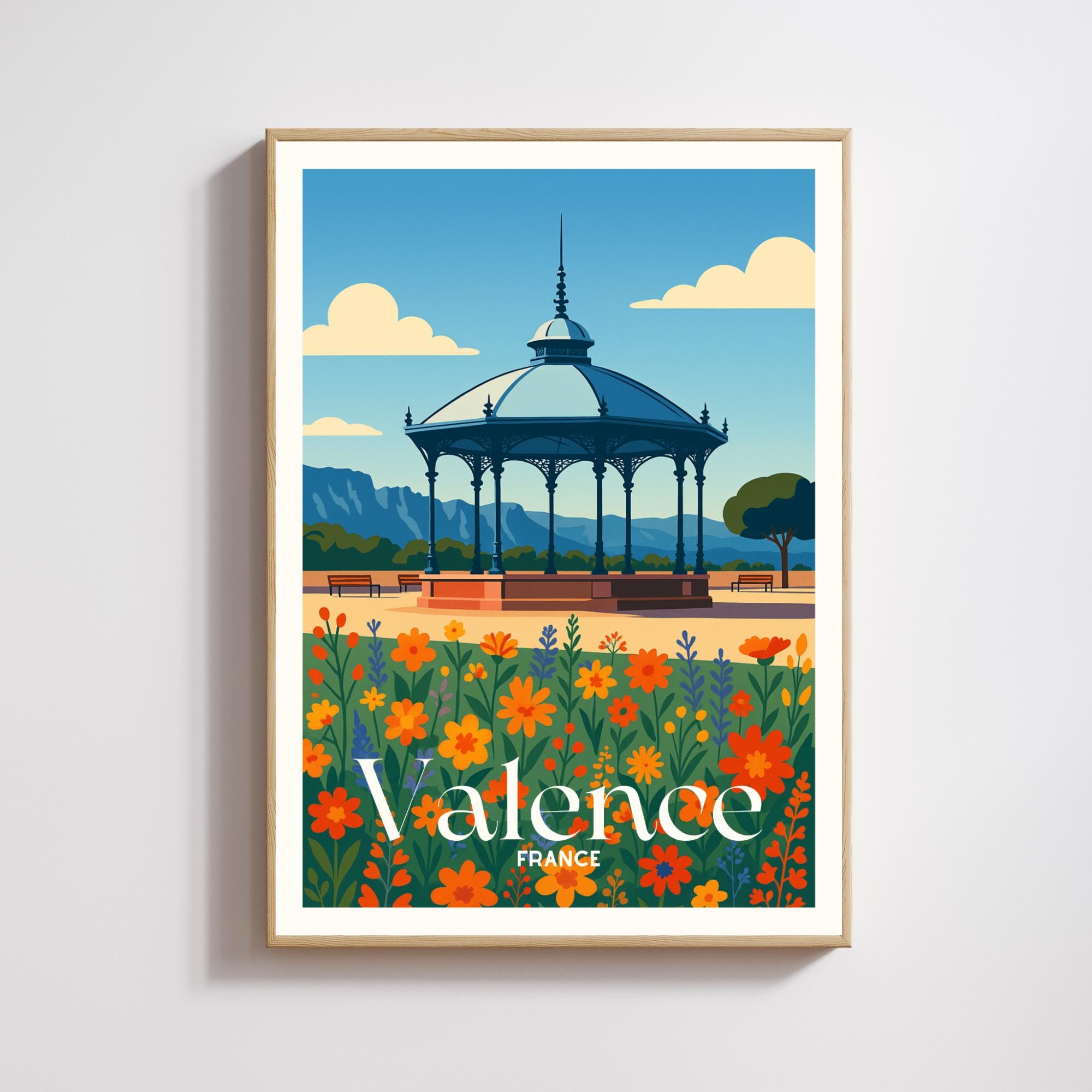Poster Valence – Peynet Kiosk, Between Flowers and the Gentleness