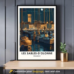 Poster Les Sables-d&#39;Olonne | Travel poster Les Sables-d&#39;Olonne, France - Night travel