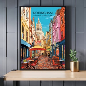 Nottingham Travel Poster - Artistic Cityscape Print - UK Souvenir Collection