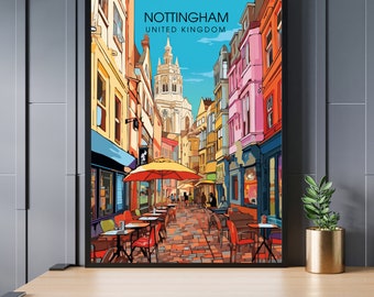 Nottingham Travel Poster - Artistic Cityscape Print - UK Souvenir Collection