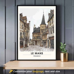Locandina di Le Mans | Stampa di viaggio di Le Mans | Antica città di Le Mans