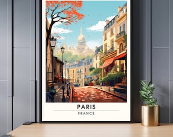Paris Montmartre Print | Paris Travel Poster | Paris, France Travel Print | Montmartre and View of the Sacré-Cœur