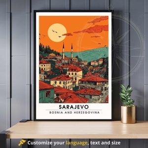 Sarajevo-Plakat - Reisedruck Sarajevo, Bosnien und Herzegowina - Sarajevo-Druck