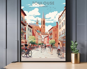 Pôster de viagem de Toulouse, Impressão de viagem de Toulouse, Pôster de viagem de Toulouse