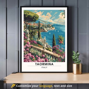 Imprimir Taormina, Italia | impresión de viaje Taormina, Sicilia