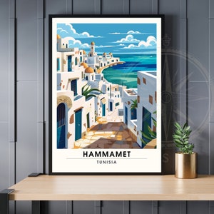 Póster Hammamet, Túnez | Impresión Hammamet | Vista al mar