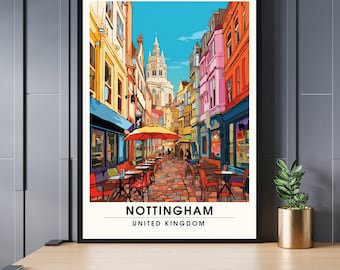 Nottingham Travel Poster - Artistic Cityscape Print - UK Souvenir Collection