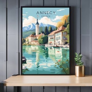 Affiche Annecy, impression de voyage Annecy , Affiche France, affiche de voyage Annecy
