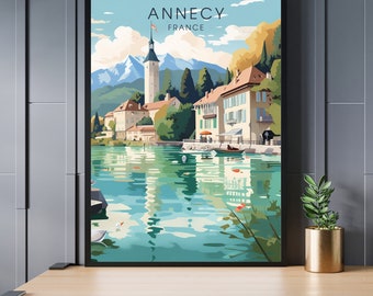Affiche Annecy, impression de voyage Annecy , Affiche France, affiche de voyage Annecy