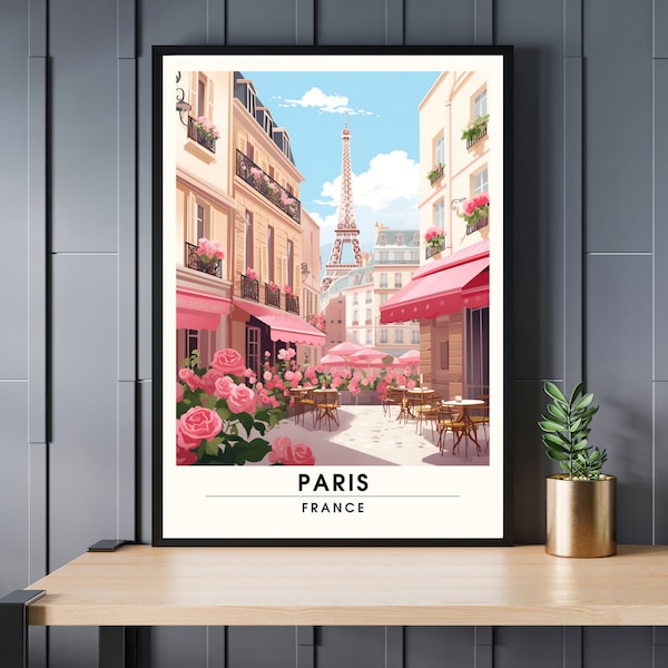 Impression Paris | Affiche de Voyage Paris | Impression de voyage Paris, France  |  Vue sur la tour Eiffel